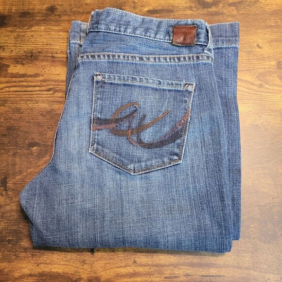 Express X2 Jeans 8 L Eva Full Leg Flare Low Rise Medium Wash Stretch Y2K - Picture 3 of 12